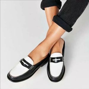 Bass Weejuns Loafers Black White Size 9 1/2